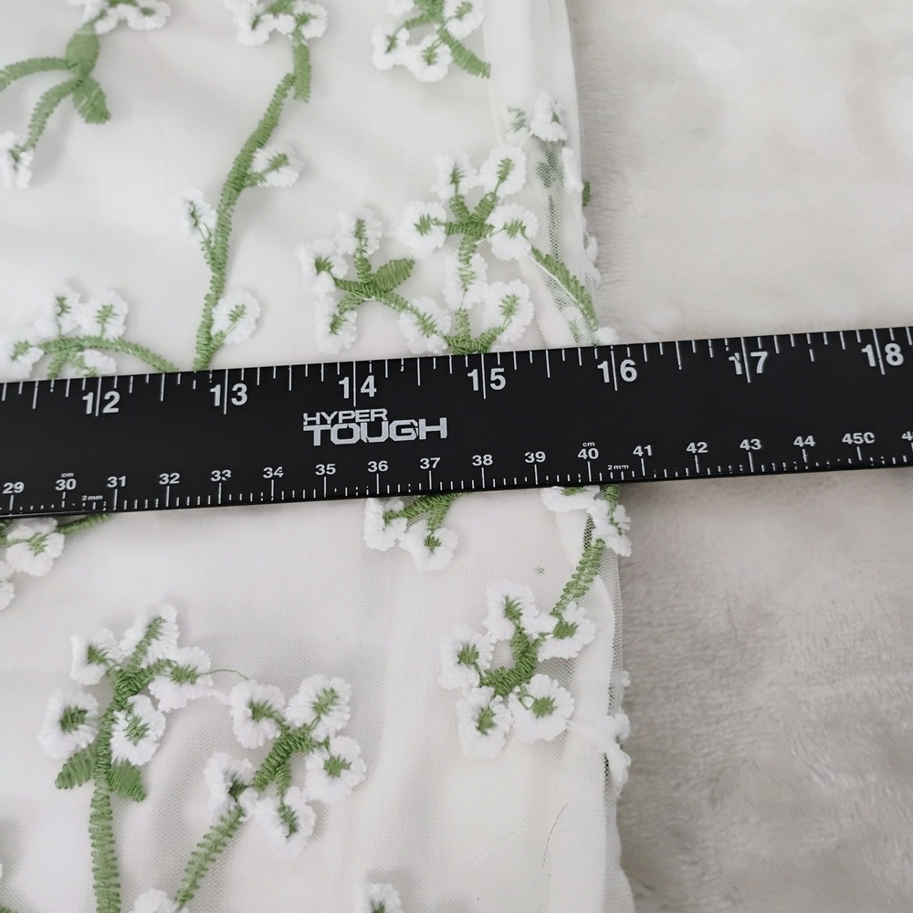 Romwe Floral Embroidered Mesh Mini Skirt White Green Size S US 4 A Line Fairy‎ W - Picture 4 of 6